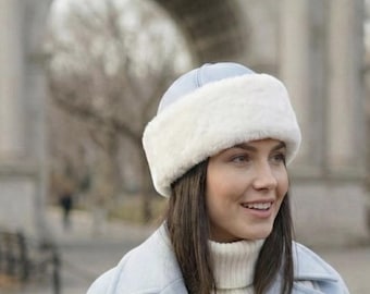Shearling Winter Hat – Genuine Leather, Fur Lined Unisex Hat for Cold Weather