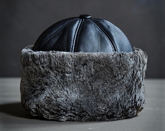 Bonnet d'hiver en peau de mouton retournée, cadeau vintage fait main pour femme et homme