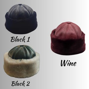 Black Fur Hat,Winter Beanie with Shearling Goatskin Fur.Luxury Handmade Hat for Unisex Use in Extreme Winter Weather