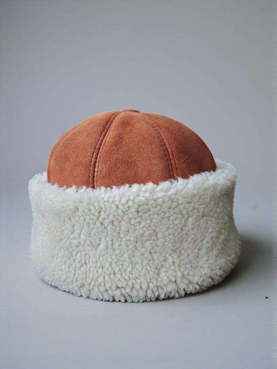 Shearling Hat-Real Fur,Suede Winter Beanie, Unisex
