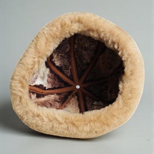 Shearling Hat-Real Fur,Suede Winter Beanie, Unisex image 15