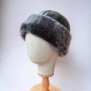 Leather Winter Hat - Handmade Burgundy Sheepskin Beanie - Unisex Shearling Fur Hat, Cozy Gift for Cold Weather