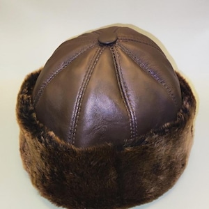 Winter Leather Hat - Handmade Sheepskin Fur Cap - Warm and Stylish for Adults and Kids