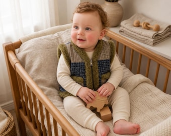 Chaleco de bebé de piel de cordero auténtica, de 6 a 12 meses, chaleco cálido y suave para bebé, regalo hecho a mano para bebé.