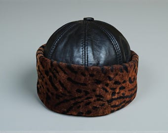 Shearling Sheepskin Hat,Handmade Lambskin Leather Winter Hat,Vintage Style