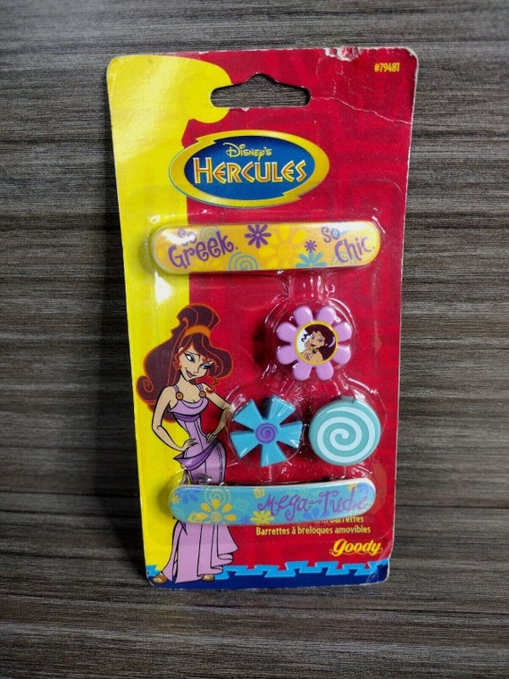 Vintage Disney Hercules Meg Hair Barrettes Charms… - image 1