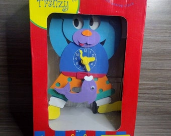 Vintage Foam Frenzy Bear Retro Toy Clock With Movement Teaching Analog Y2k Toys