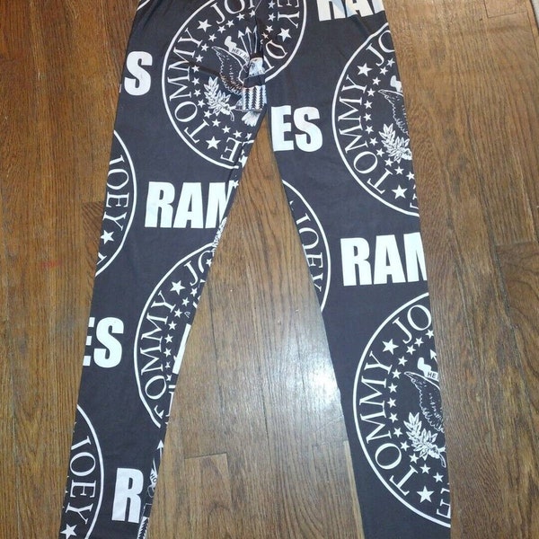 Ramones black white graphic print Punk rock leggings pants ladies Medium