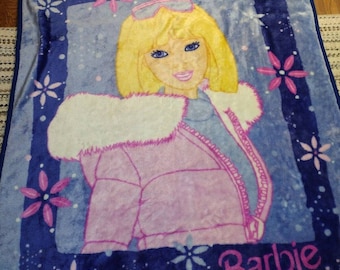 Barbie In The City Woven Tapestry Throw Blanket 44”x55” Avon Vintage 