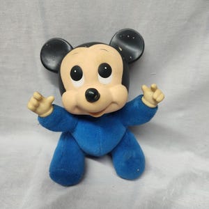 Vintage Mickey Mouse Plush Toy with Rubber Head and Soft Fabric Body – Rare 1980 image 1