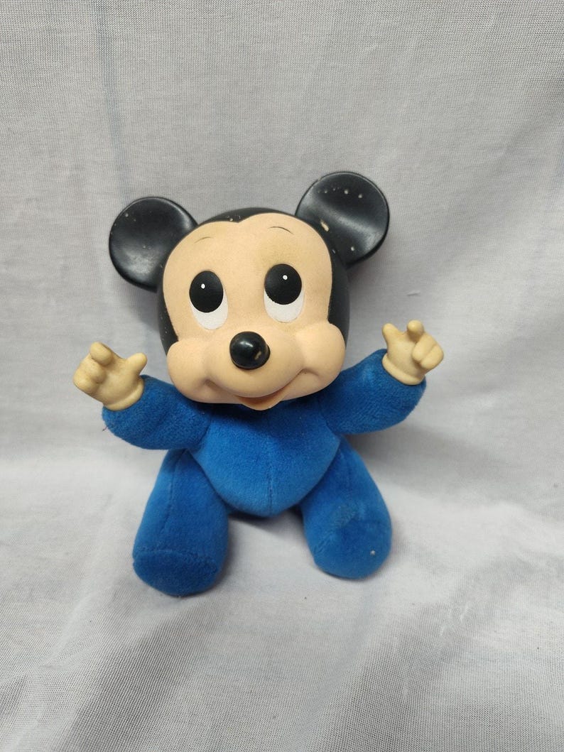 Vintage Mickey Mouse Plush Toy with Rubber Head and Soft Fabric Body – Rare 1980 image 1