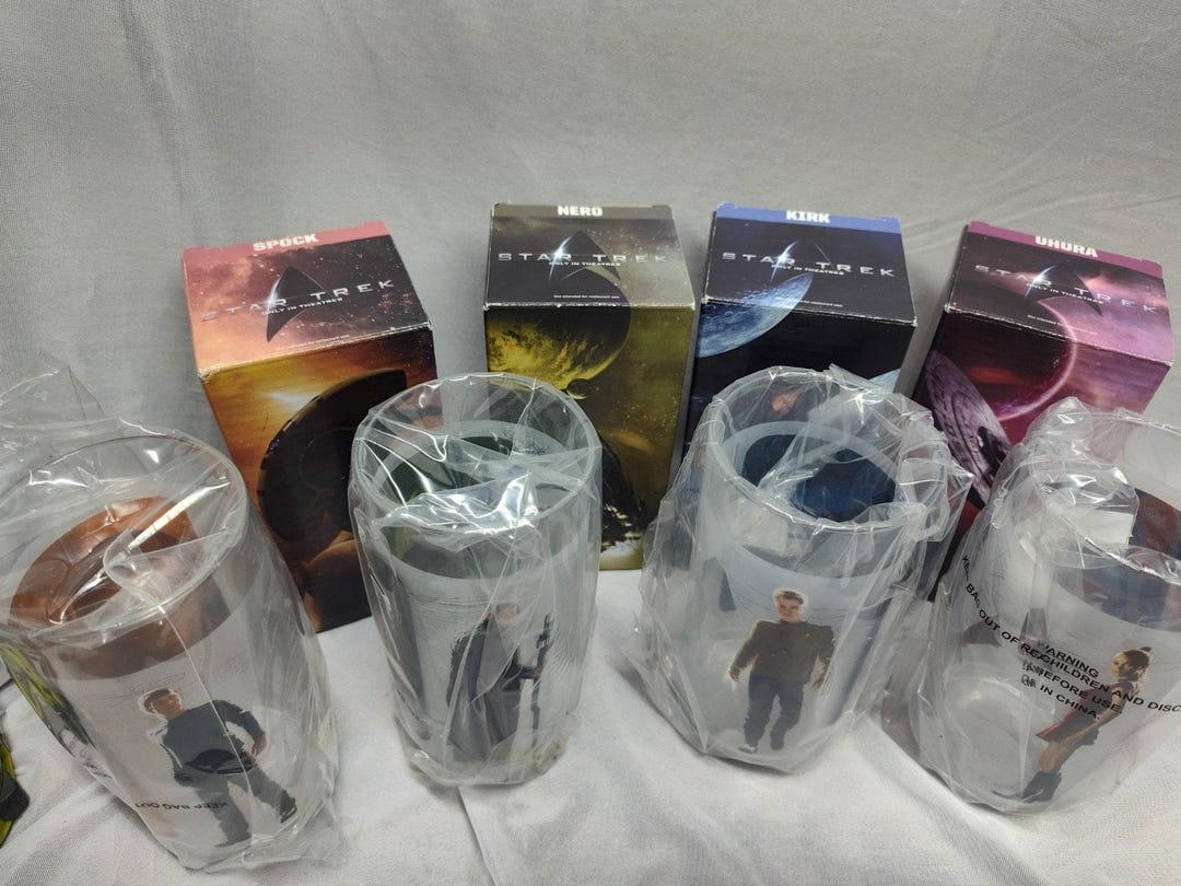 Burger King Star Trek Movie COLLECTIBLE GLASS SET 4 Cups Kirk Spock