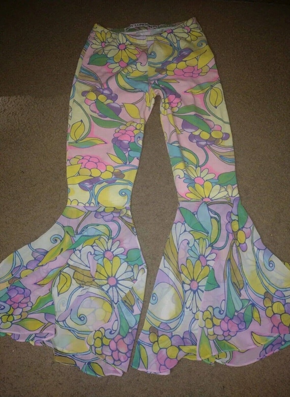 VINTAGE BOY LONDON floral bell-bottom pants size L