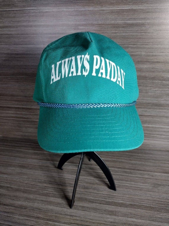 Vintage Always Payday Nylon Hat Cap Teal Green Blu