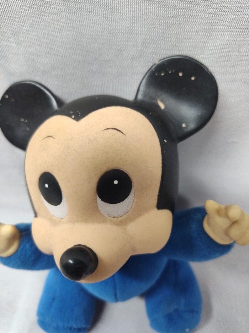 Vintage Mickey Mouse Plush Toy with Rubber Head and Soft Fabric Body – Rare 1980 image 2
