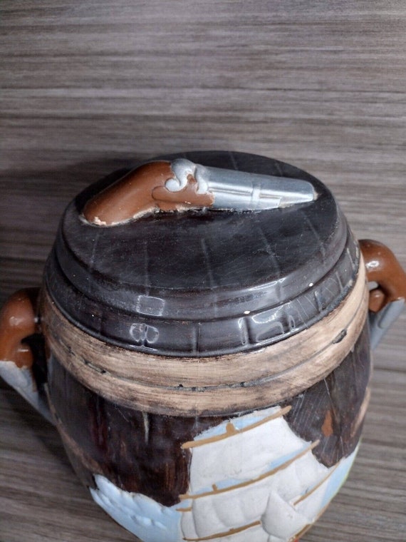 Vintage 70s Pirate Ceramic Barrel Cookie Jar Cani… - image 6