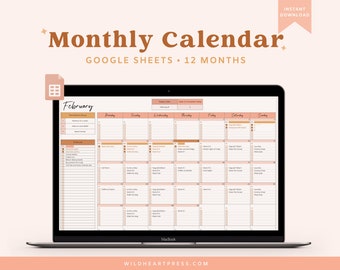 Google Sheets Monthly Calendar, Monthly Planner Spreadsheet, 2024 Planner, Task Tracker, Calendar 2024, Google Sheets Template, Productivity