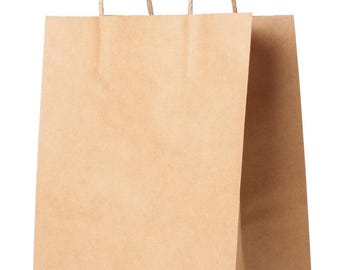 10x5x13 Unprinted Kraft Paper Handle Bag