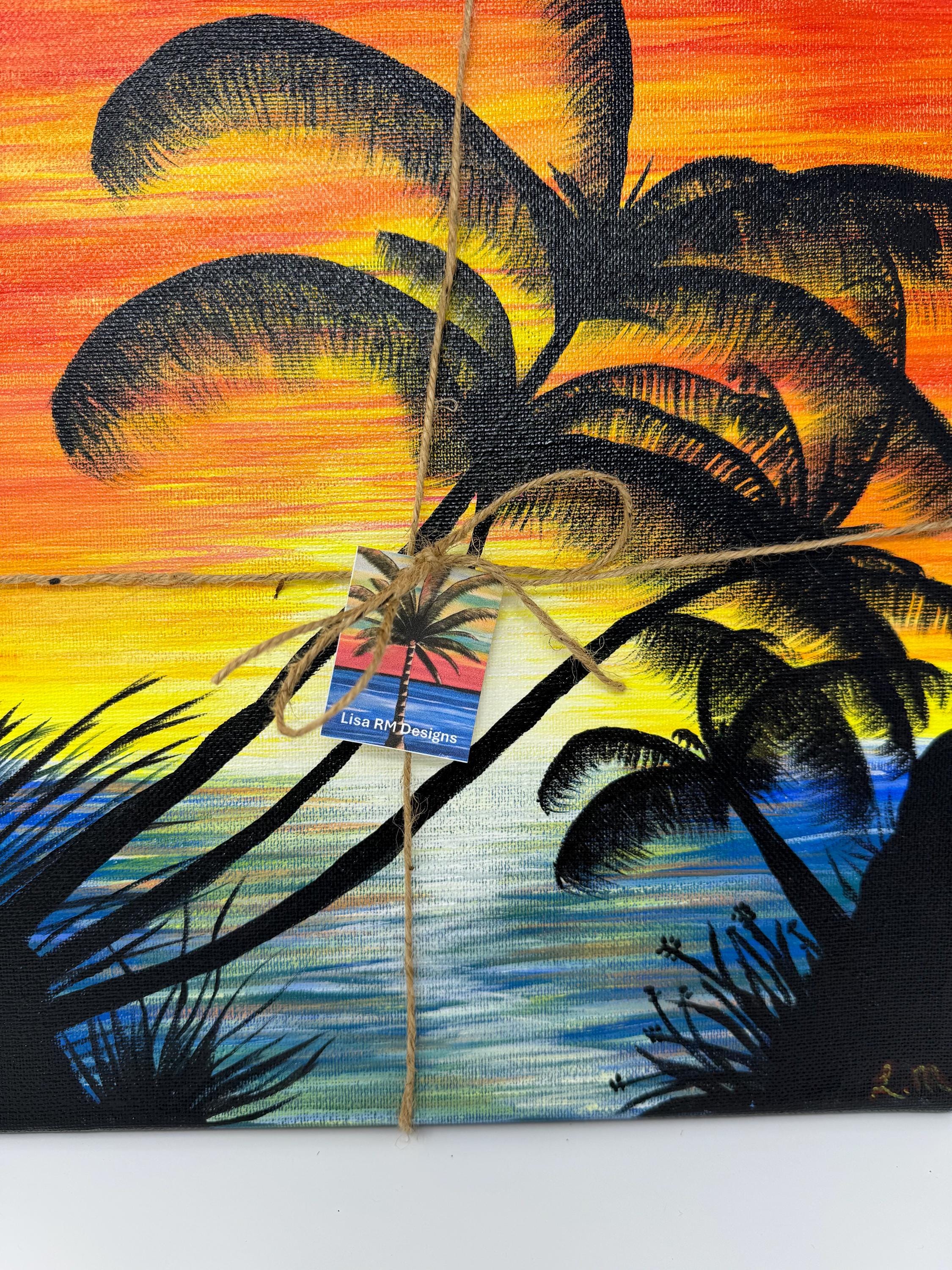 Painting Sunset and Palm Tree - Etsy