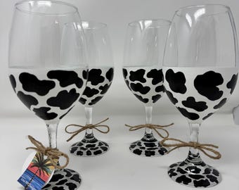 Wine glasses cow print