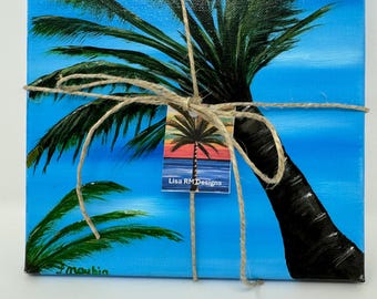 painting  acrylic palm tree art canvas