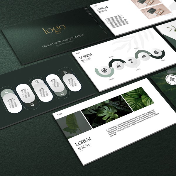 Modern & Elegant Green Powerpoint Template Customizable