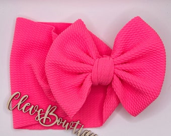 Solid colors Baby Head wrap for NB, 0-6 or 6-12  - big hair bows, bullet fabric, unwashed, baby bows, girls hair bows, stretchy fabric bows