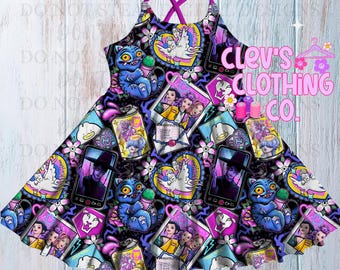 Pop girls cross back strap dress knee length and skirted bodysuit - boutique style - custom made - Texas - Baby toddler