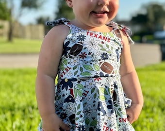 Girls Custom Football set - tie peplum top with bummies or bikers - Texas Handmade - all teams available - baby cute clothing
