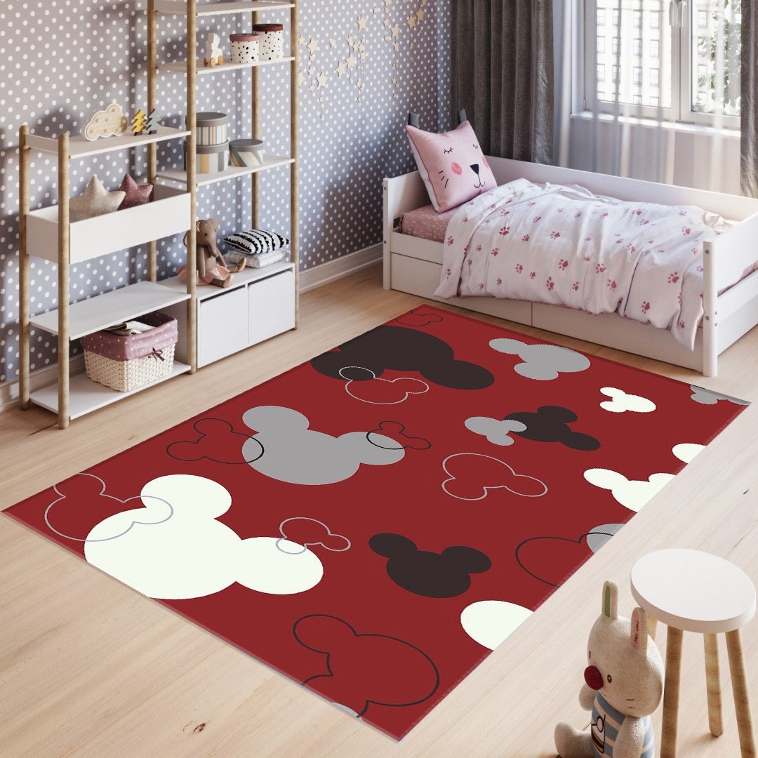 Discover Mickey Pattern Rug  Non-Slip  Colorful Rug  Modern Rug  Aesthetic Room Decor  Gift For Her  Personalized Gift  All Sizes and Shapes