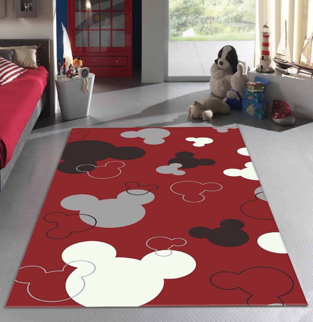 Discover Mickey Pattern Rug  Non-Slip  Colorful Rug  Modern Rug  Aesthetic Room Decor  Gift For Her  Personalized Gift  All Sizes and Shapes