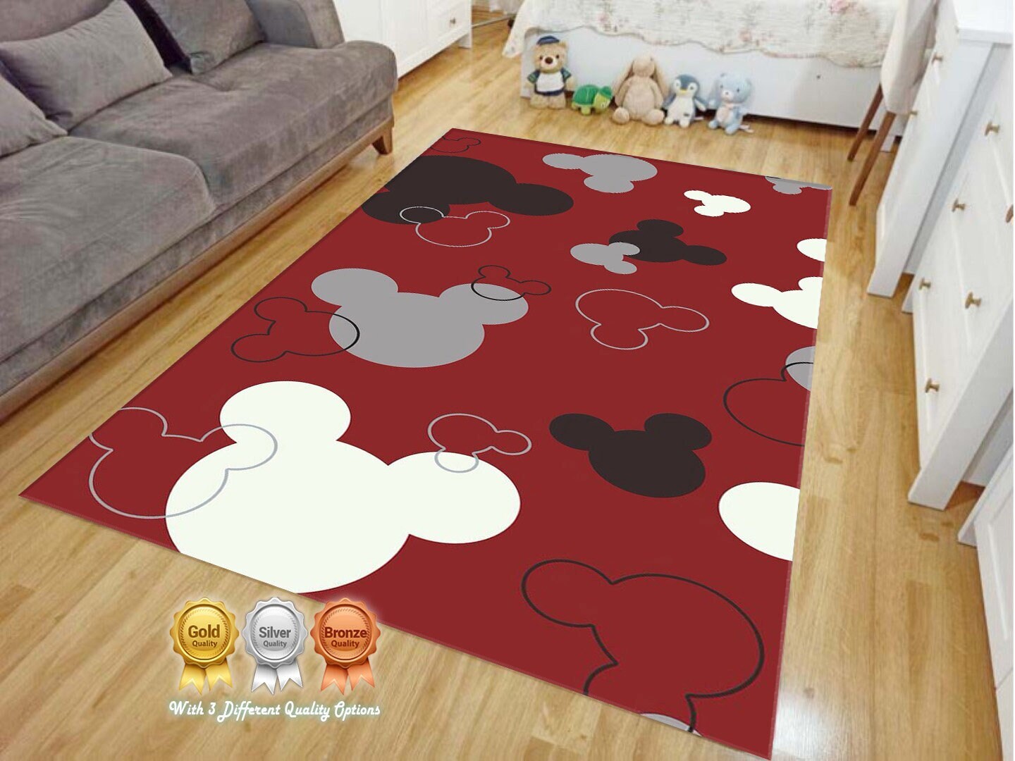 Discover Mickey Pattern Rug  Non-Slip  Colorful Rug  Modern Rug  Aesthetic Room Decor  Gift For Her  Personalized Gift  All Sizes and Shapes