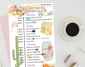 Scottsdale Bachelorette Itinerary - Canva Template & File Download (.png) - Scottsdale, AZ