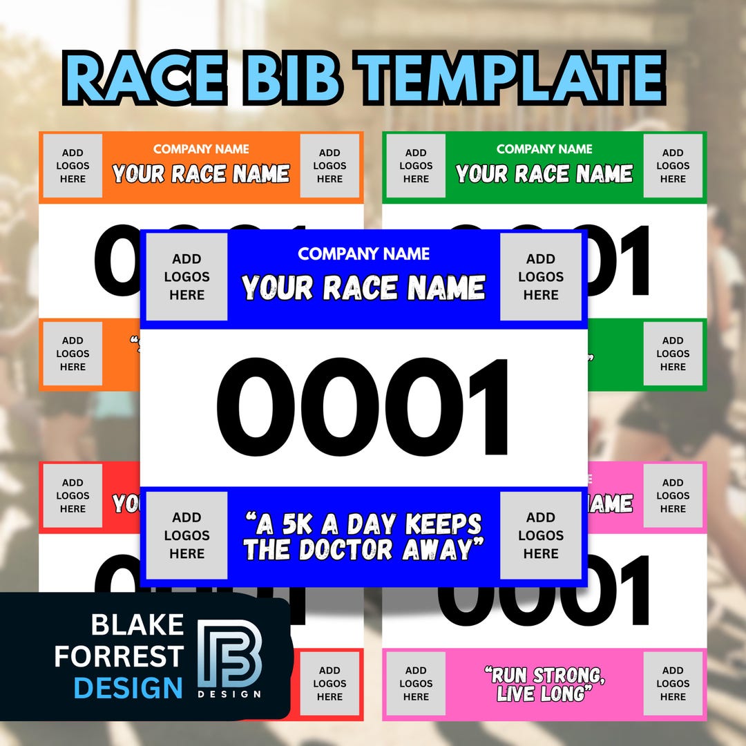 PRINTABLE Race Bib Template CUSTOM Editable(canva Link) Etsy