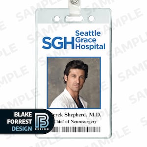 Derek Shepherd Badge Grey&#39;s Anatomy TV Show Costume Cosplay Employee ID (PDF, png)