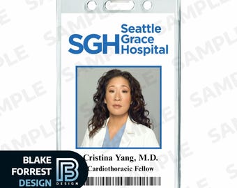Cristina Yang Badge Grey's Anatomy TV Show Costume Cosplay Employee ID (PDF, png)