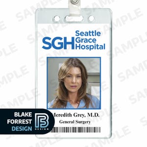 Meredith Grey Badge Grey&#39;s Anatomy TV Show Costume Cosplay Employee ID (PDF, png)