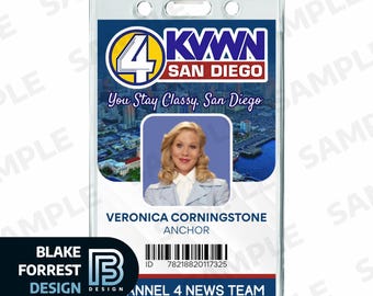 Veronica Corningstone Badge Anchorman Movie Costume Cosplay Channel 4 News Team ID (PDF, png)