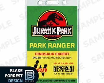 Jurassic Park Ranger Badge Costume Cosplay Employee ID (PDF, png)