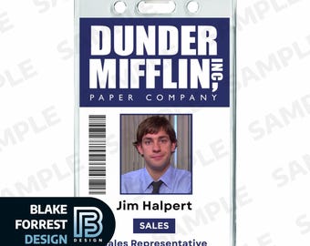 Jim Halpert Badge The Office TV Show Costume Cosplay Employee ID (PDF, png)
