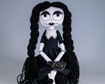 Creepy cute gothic doll, weird OOAK fantasy handmade unique art textile doll