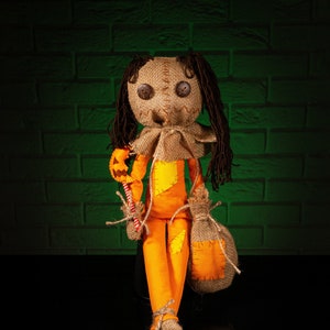 Horror gothic creepy cute art OOAK rag halloween doll with button eyes
