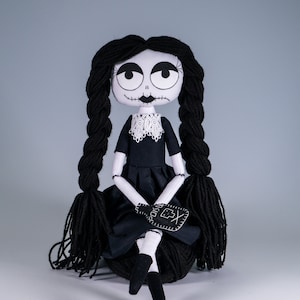 Creepy cute gothic doll, weird OOAK fantasy handmade unique art textile doll