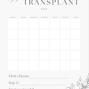 Bone marrow transplant calender