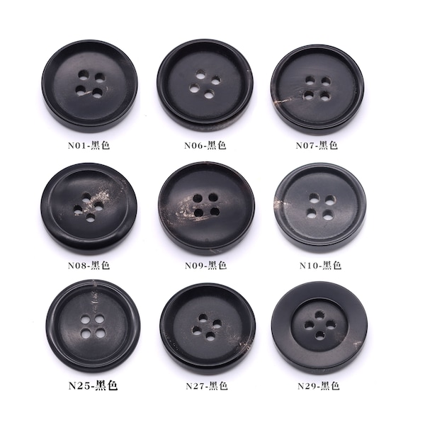 1000 Pcs Factory direct supply Dress Accessories coat black horn buttons simple four holes round buttons can be added LOGO 15mm-28mm