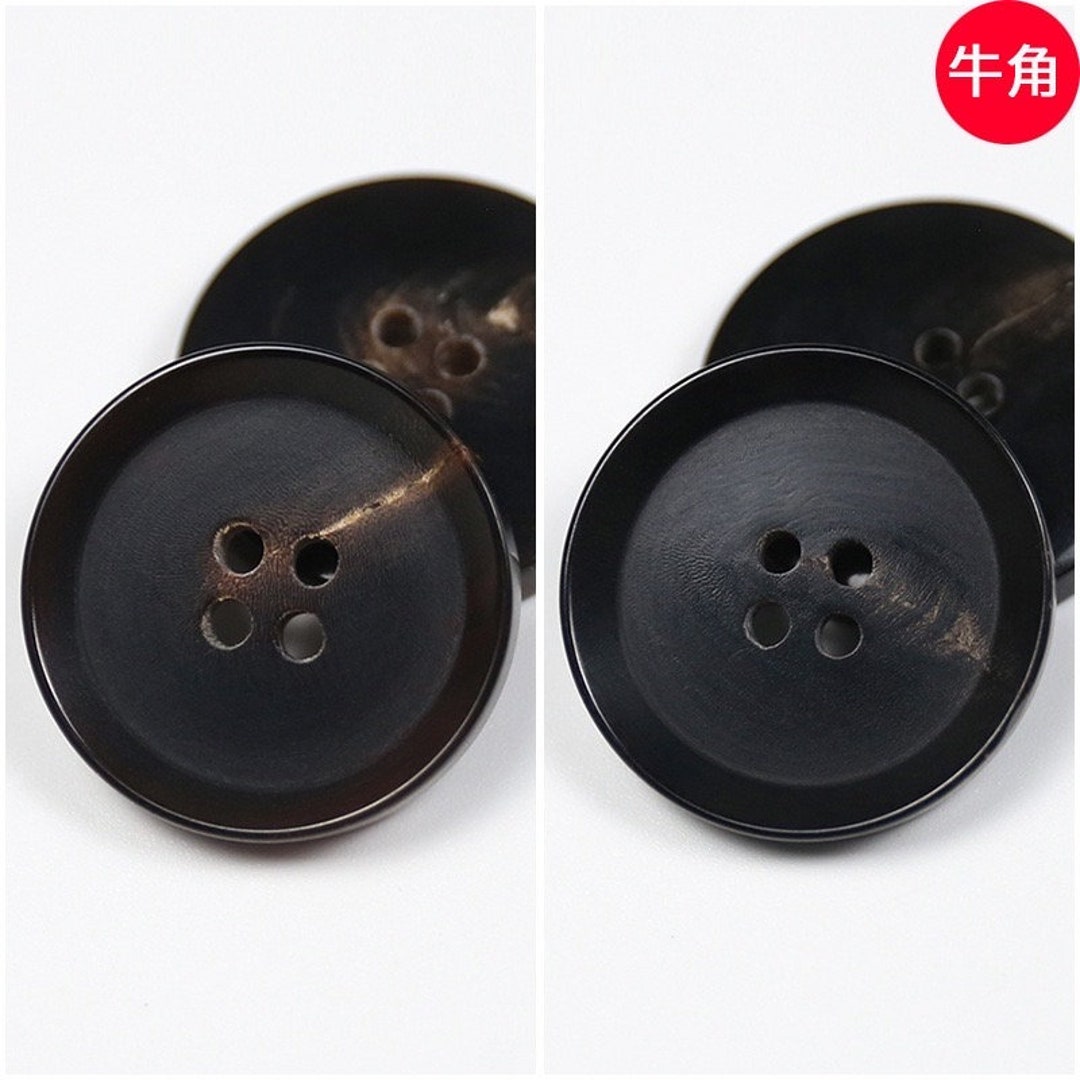 High Button 100 Pcs High Quality Horn Button Four Hole Buttons Brown or Black ...