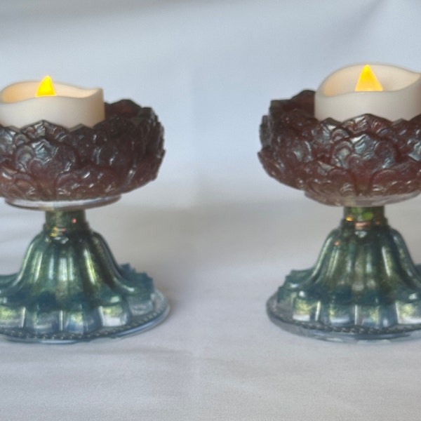 Tea light resin votives will look great on any coffee table or end table.  Great for birthday gifts or unique shower gifts