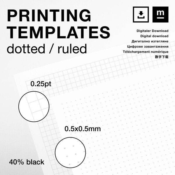 Printing Templates dotted & ruled (5mm, 10mm) for DINA4 / DINA5 / DINA6