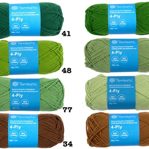 Yarntastic 4-ply Cotton Acrylic Blended Yarn, 43 Colour Choices, 50g / 120m