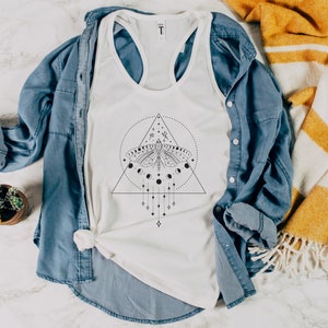 Luna Moth Tank Top Astral Womens Tank Celestial Nature Tank Moon Phase Tank Luna Moth Tank